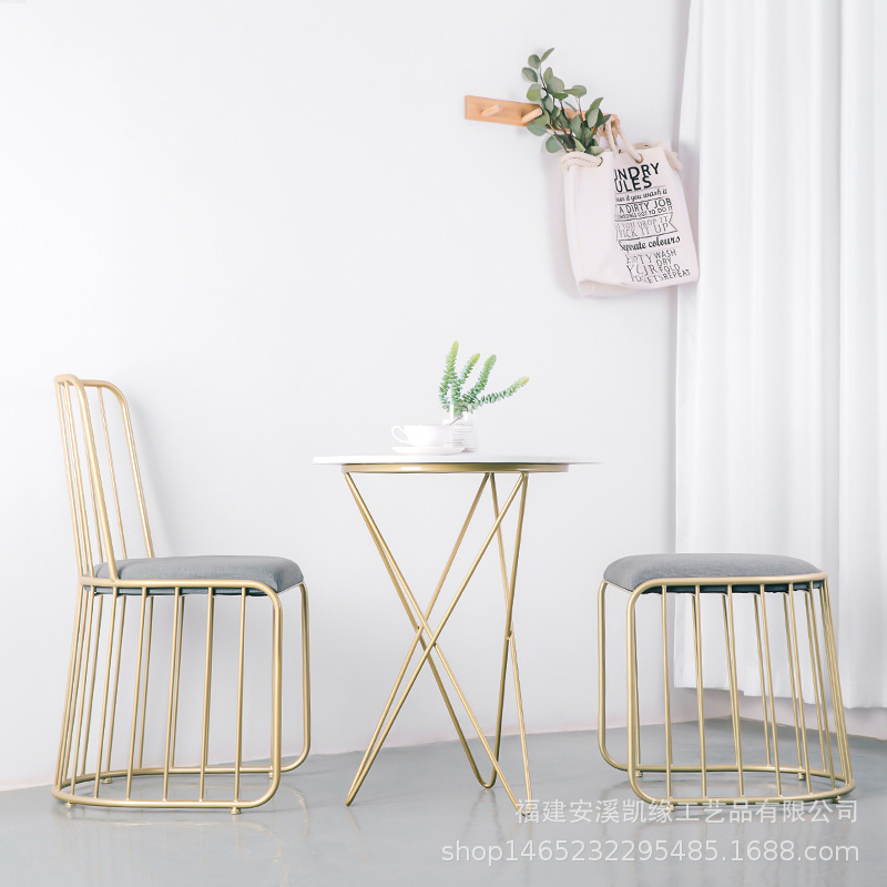 Mesa de ocio de mármol nórdico hogar sala de estar balcón mesa de ocio y silla combinación simple hierro ocio pequeña mesa redonda