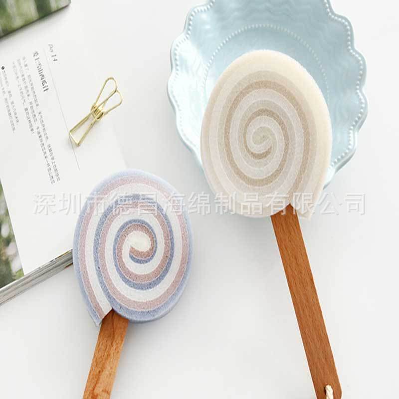 可挂式木柄 棒棒糖杯刷海绵 雪糕海绵杯刷 冰激凌杯刷海绵