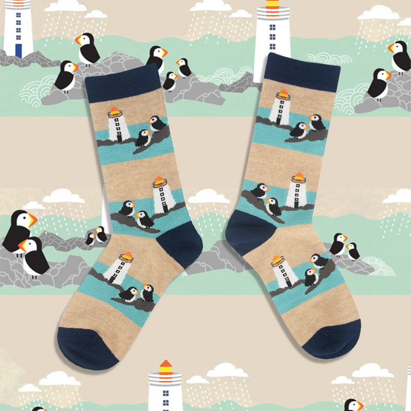Chaussettes mi-mollet en coton pour homme et femme, motif dessin animé, style mignon, automne-hiver 2025_voghion.com