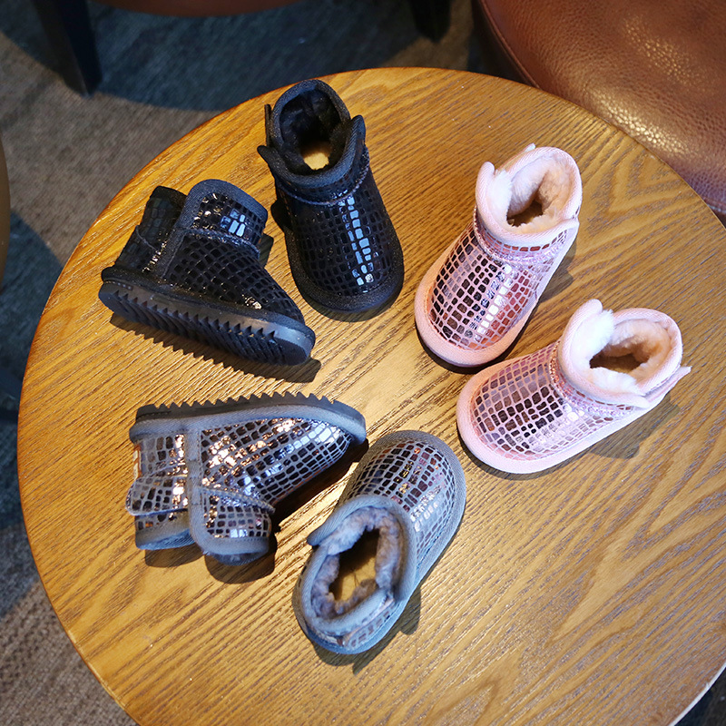 儿童雪地靴2022冬季新款童鞋加绒防滑软底宝宝棉靴石头纹婴儿靴子