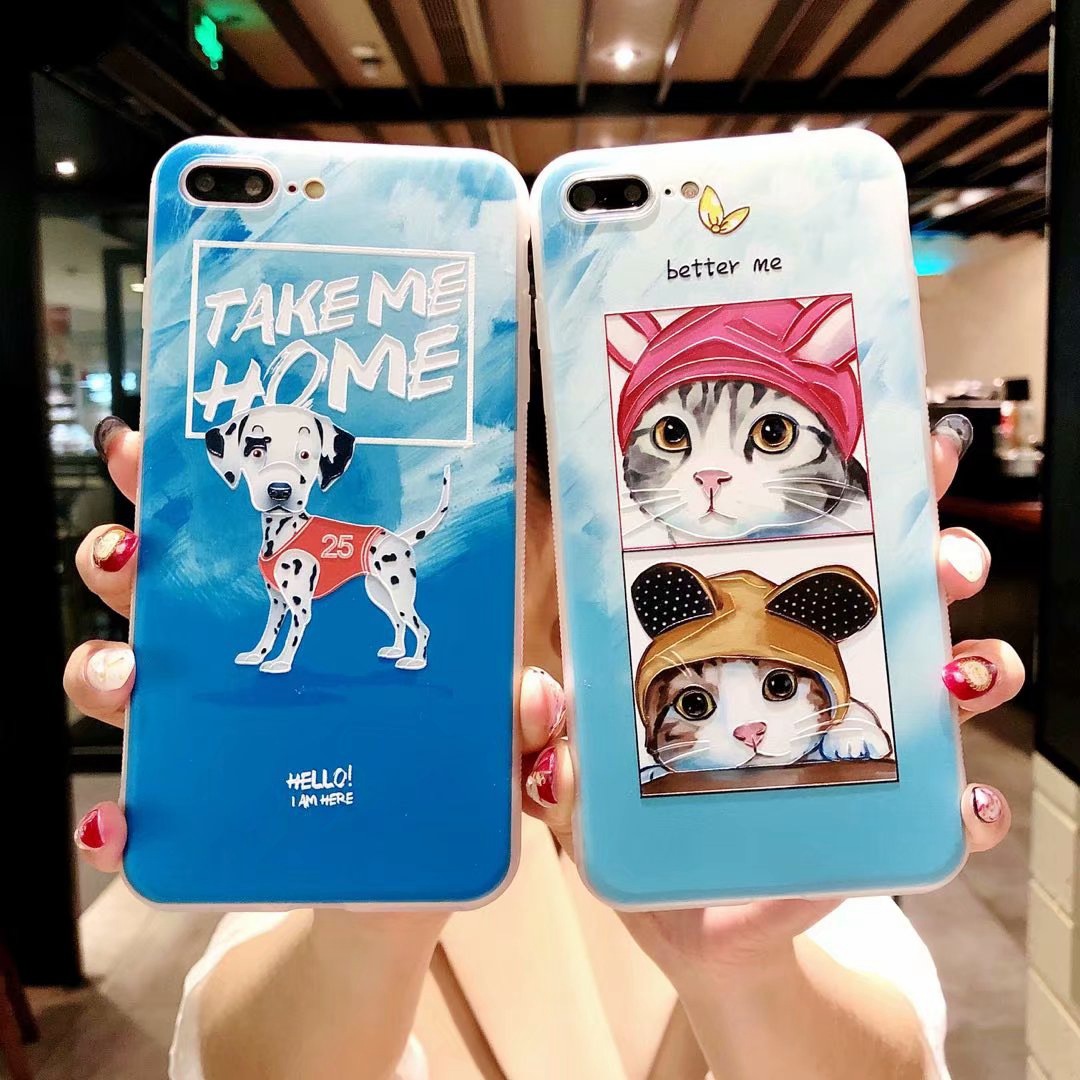 可爱斑点狗狗iPhoneX手机壳8plus萌猫硅胶软壳6sp7p保护套潮女款