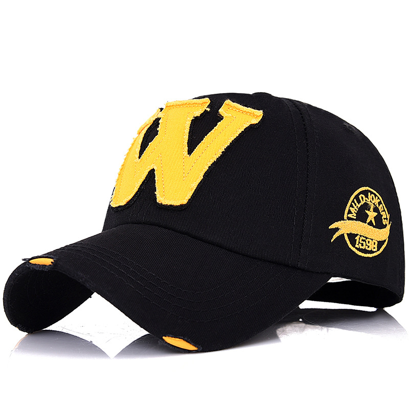 Neue W Denim Baseballkappe für Herren, lässiger Sommer-Sonnenhut für Damen, Hip-Hop-Cap im koreanischen Stil mit Buchstabenmuster_voghion.com