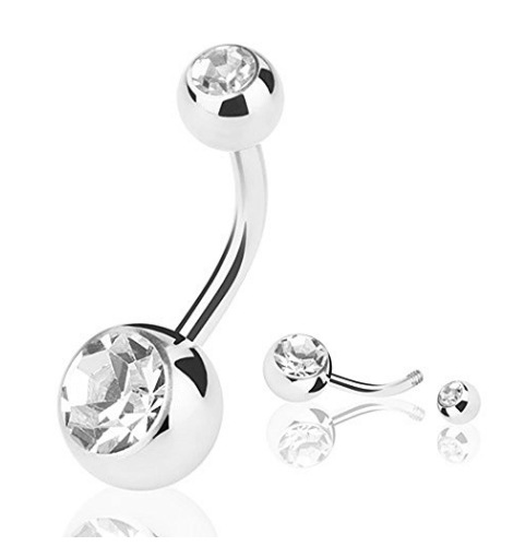 Mode Geometrisch Blume Rostfreier Stahl Inlay Türkis Strasssteine Bauchnabelpiercing 1 Satz display picture 3