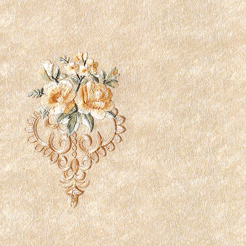 高檔蠶絲繡花牆布 歐式牆紙電視背景牆紙 別墅排屋刺繡無縫壁布