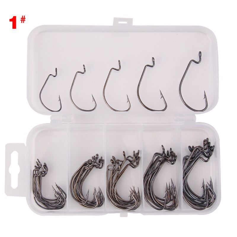 Luya cebo ancho gancho de manivela del vientre caja de gancho de pesca de cebo suave 51 piezas gancho de manivela en caja accesorios de artes de pesca