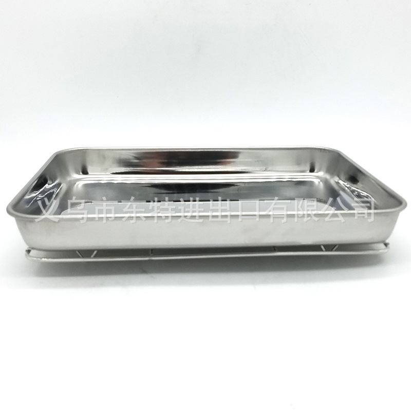 Stainless steel barbecue tray, oil drain rack, fried chicken, bread and pastry display rack, storage tray with mesh rack, square tray detail image 6