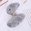 Four Seasons Home Plush Slipper indoor cotton slippers cross -toe hair hair shoes pure color cotton slippers confinement shoes