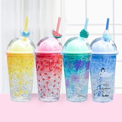 Summer Ice Water cup originality Trend adult straw the republic of korea Korean Edition fresh lovely student glass Iced