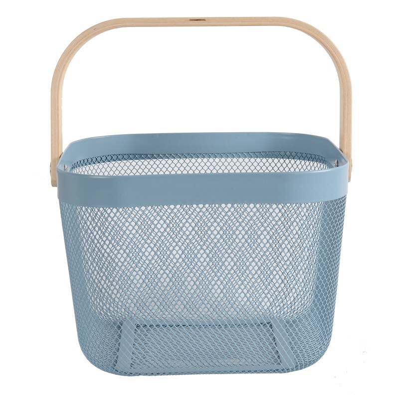 工厂批发木提手蔬菜水果篮北欧风格拉网式收纳筐桌面杂物整理用具