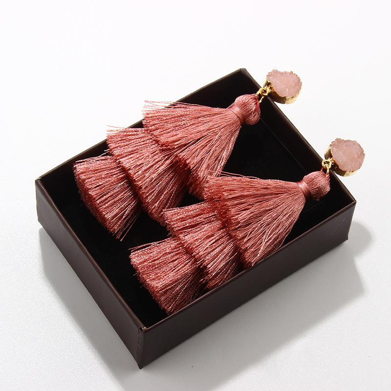 European And American Retro Ethnic Three-layer Tassel Multi-layer Splicing Earrings display picture 10