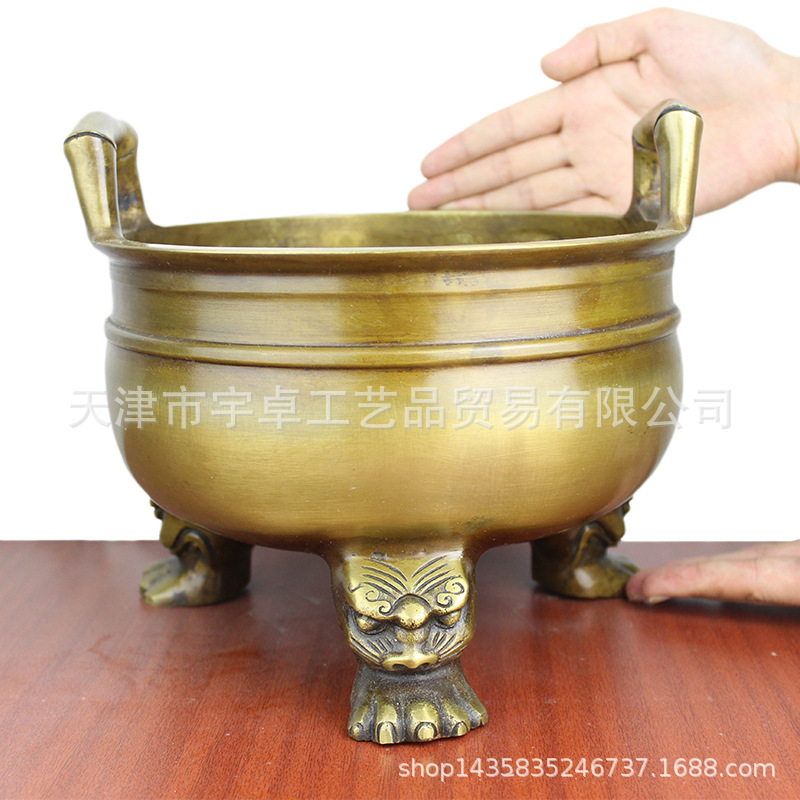 宇卓铜器  纯铜香炉 黄铜香炉 竹子耳香炉 铜香炉 工艺品 摆件