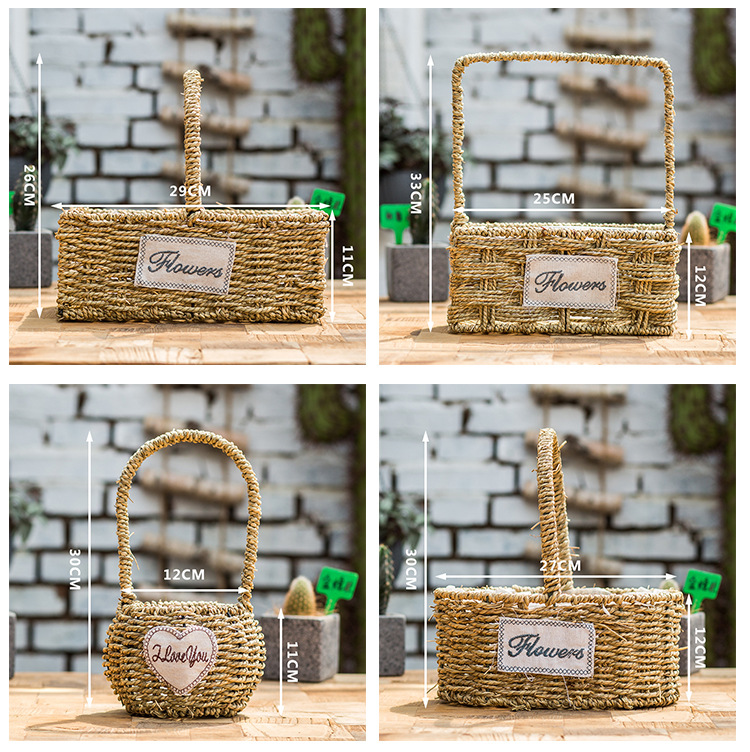 手工编织藤编花盆花器草编柳编田园多肉绿萝创意花篮插花篮子批发|ms