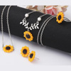 Accessory, necklace solar-powered, earrings, ring, bracelet, set, European style, flowered, 4 piece set, wholesale