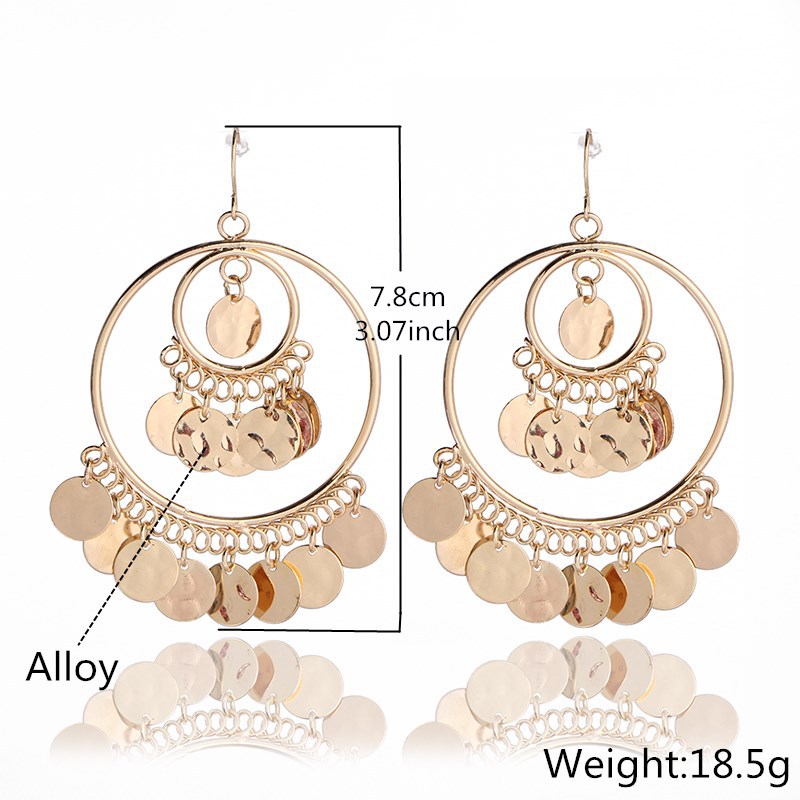 1 Pair Ethnic Style Sequins Plating Alloy Drop Earrings display picture 6