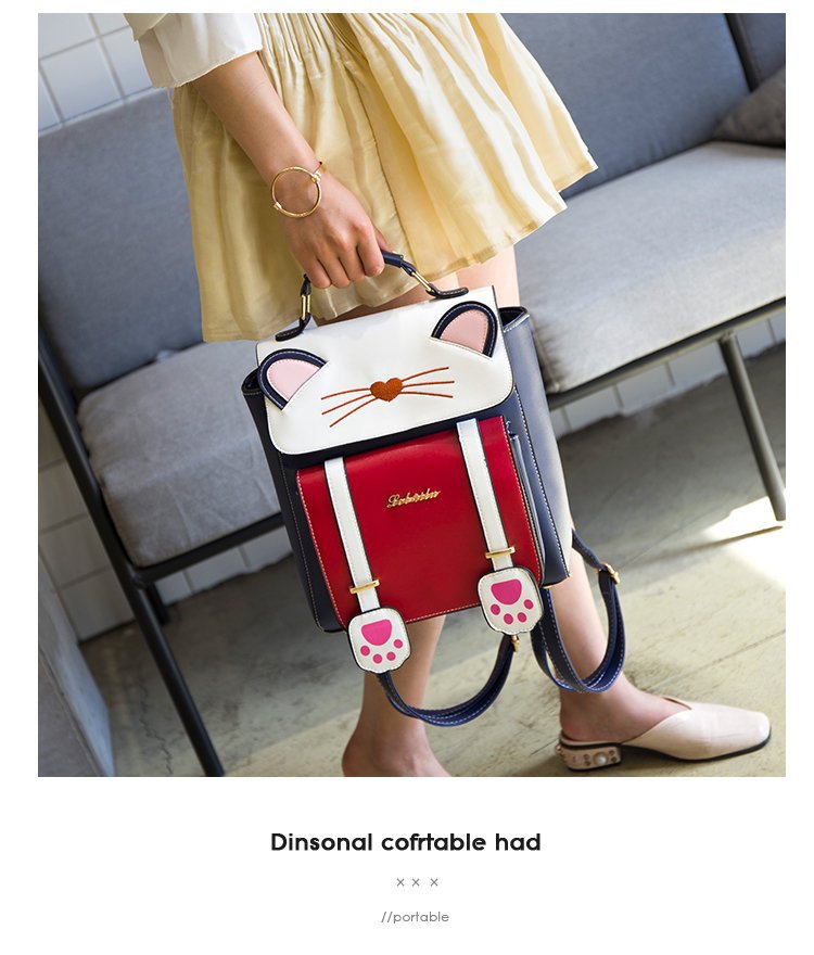 Cute Three-dimensional Cat Backpack Cartoon Animal Student Handbag Female Bag display picture 42