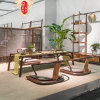 Japanese tea Tables and chairs combination Buddhist mood solid wood Tea Service New Chinese style Make tea Tea Black Walnut tea table tea table