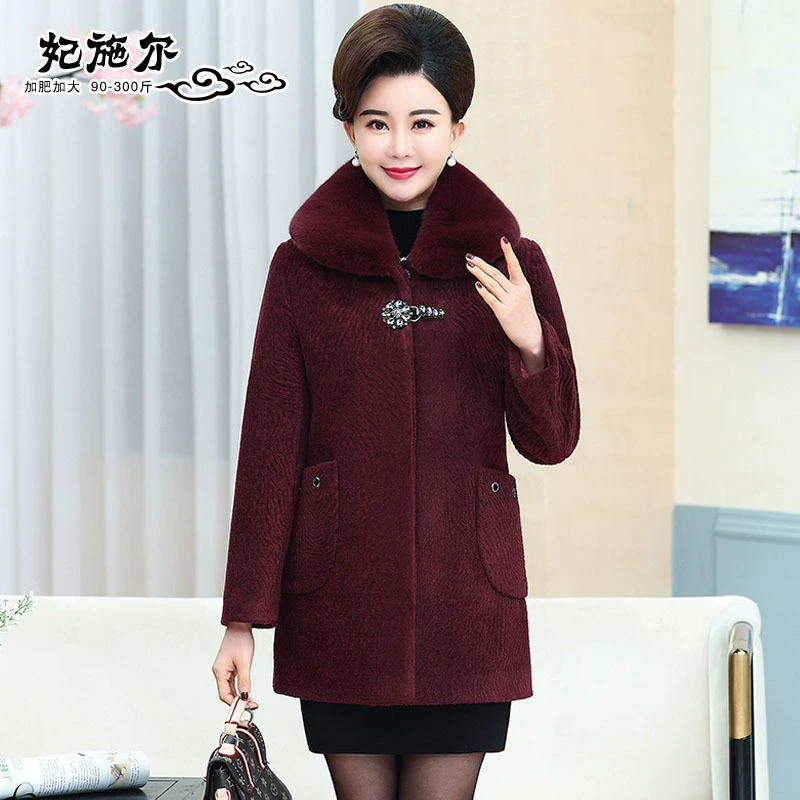2010 Материнская зимняя одежда плюс толстое специальное пальто средней длины для женщин среднего и пожилого возраста, шуба из овечьей стрижки в иностранном стиле, Новинка