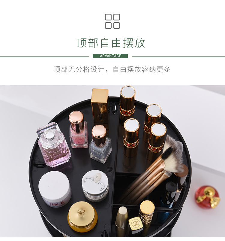 厂家直销创意亚克力塑料化妆品收纳盒多功能透明桌面旋转化妆盒详情5