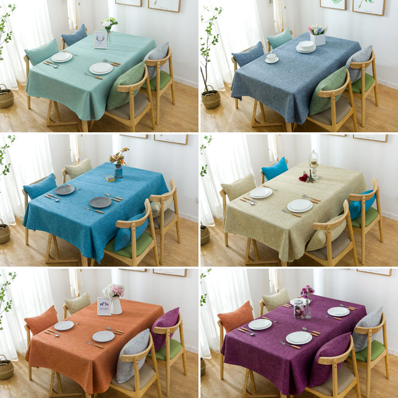 亚麻纯色餐桌布艺会议室棉麻素色桌布简约风格书桌茶几布台布盖巾
