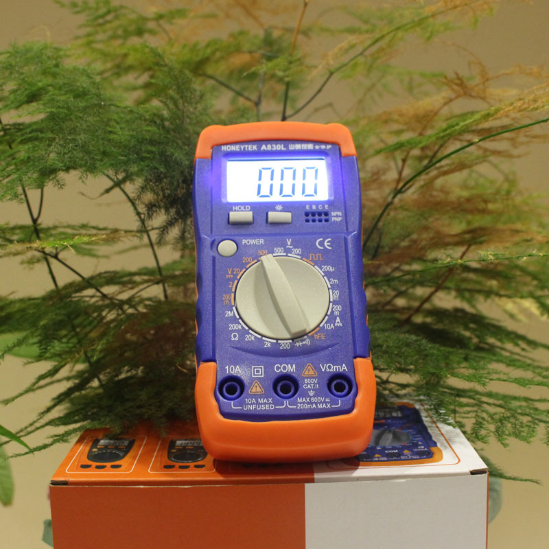 迷你便携式山创A830L万用表 数字表全保护带背光蜂鸣万用表