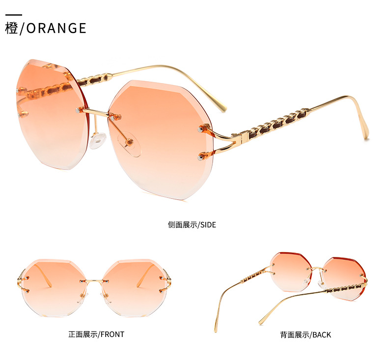 Frameless Diamond Cut Rope Imitation Leather Decorative Modern Retro Sunglasses display picture 6