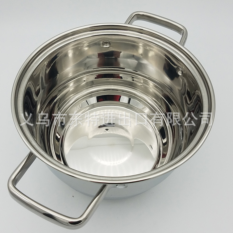 Factory direct sales of stainless steel double-bottom soup pot, household dual-purpose soup pot, high-end soup steamer, tea-colored glass lid soup pot detail image 9