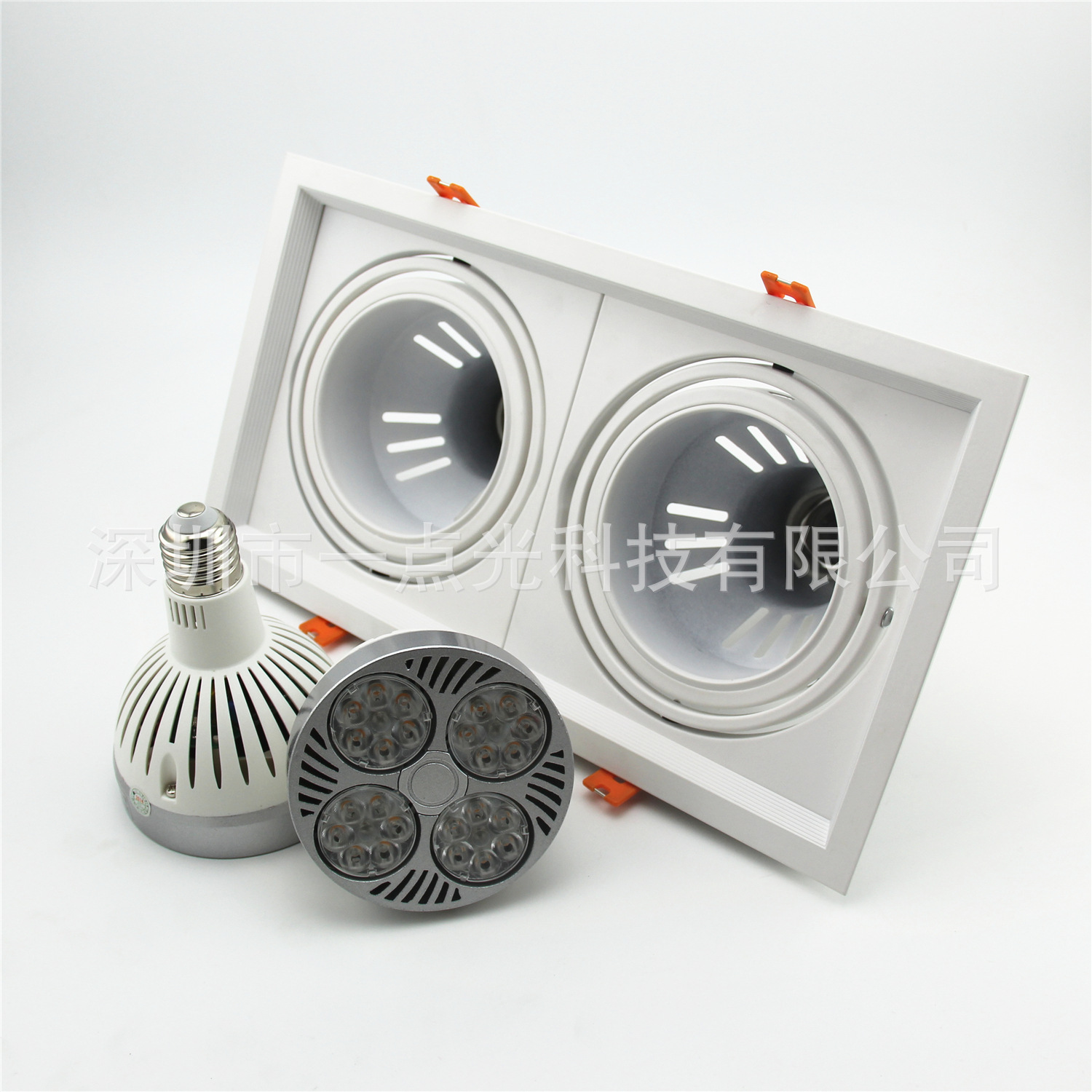 led双头格栅灯斗胆灯支架 帕灯AR111嵌入式外壳led斗胆天花灯支架|ru