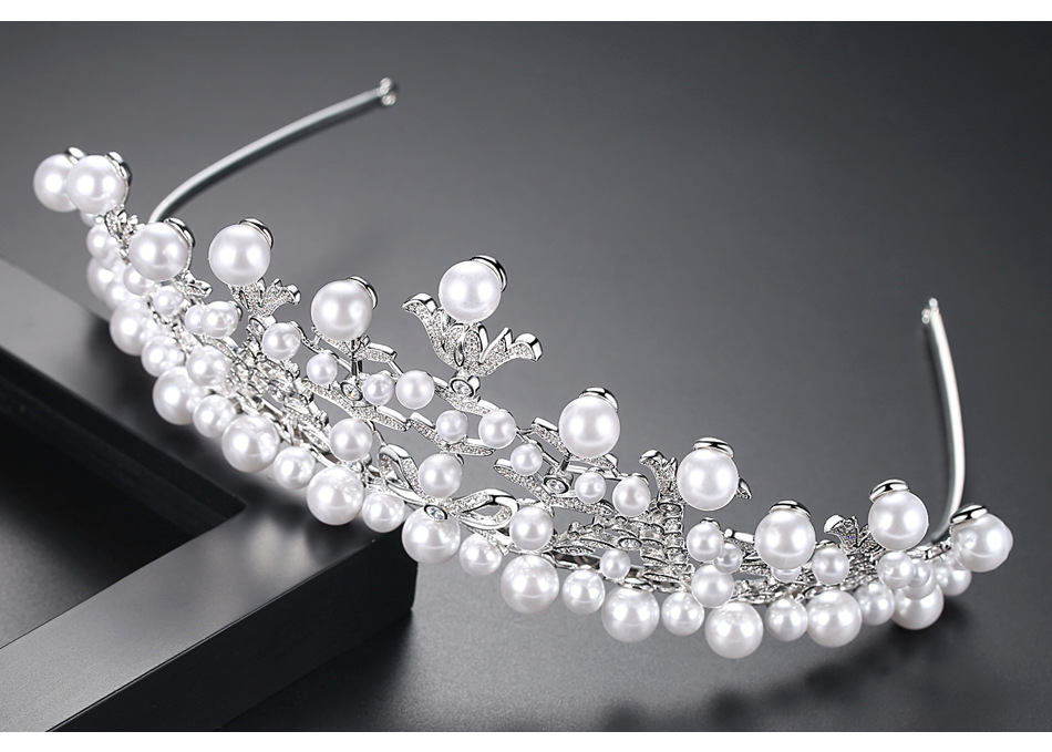 Jinse White Lover Stirnband Kupfer Eingelegt Aaa Zirkon Mode Koreanisches Bankett Perle Damen Braut Haarschmuck display picture 3