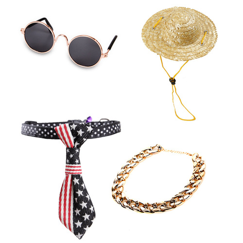 Manufacturer pet fashion accessories set sunglasses dog necklace cat supplies combination set