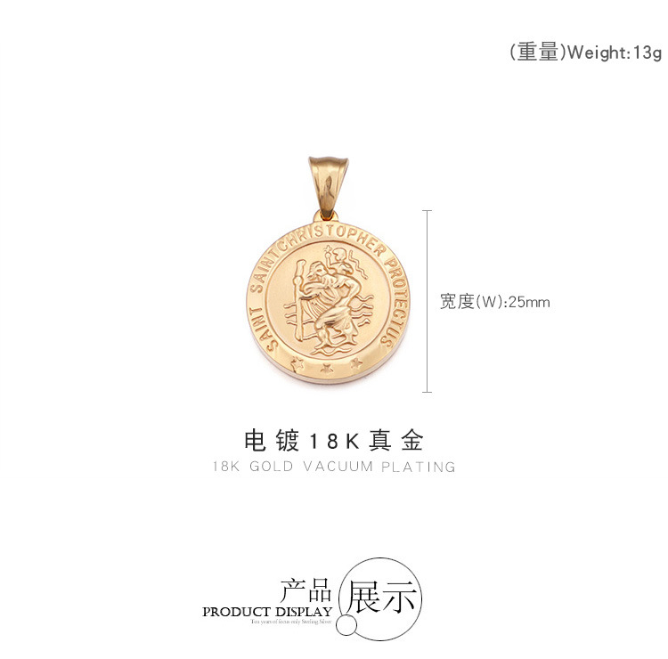 18k gold plating Plating Material European And American Fashion Stainless Steel Fashion Simple Religious Pendant Necklace