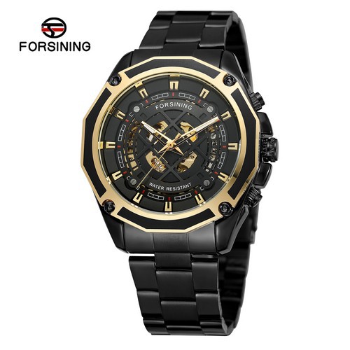 FORSINING fusini 1030 reloj mecánico automático de los hombres de cuerda hueco-hacia fuera transparente Fondo moda reloj mecánico hombres