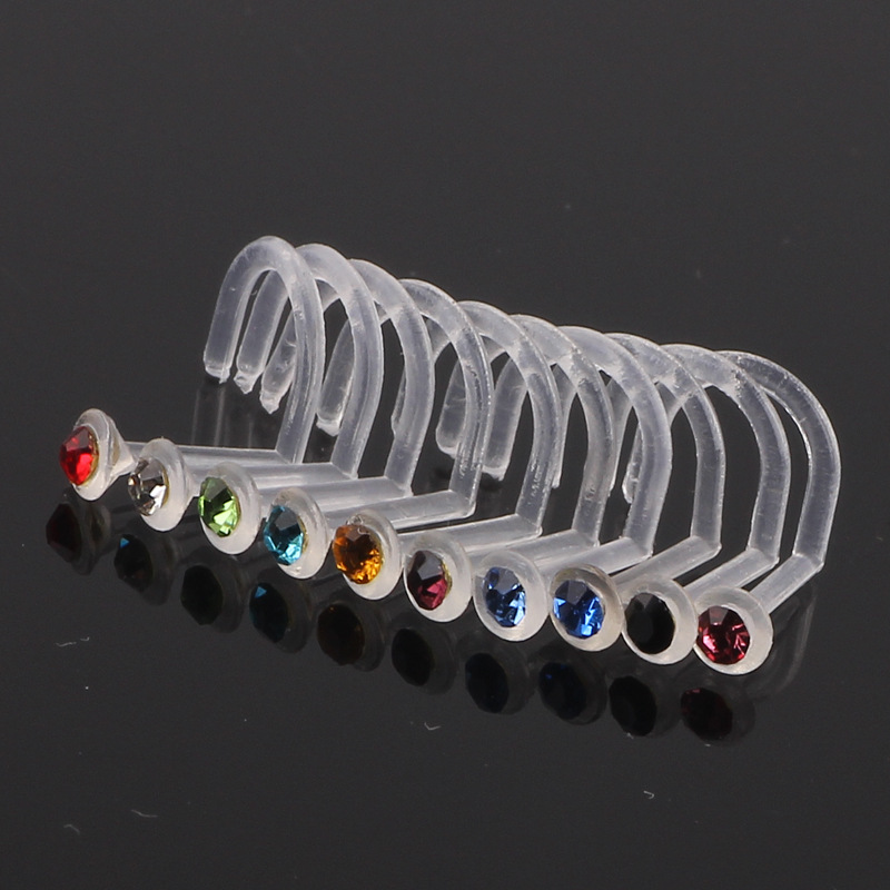10 Pack Mixed Color Curved Nose Nail Nose Ring Piercing Jewelry - Stainless Steel Nose Ornaments detail image 8