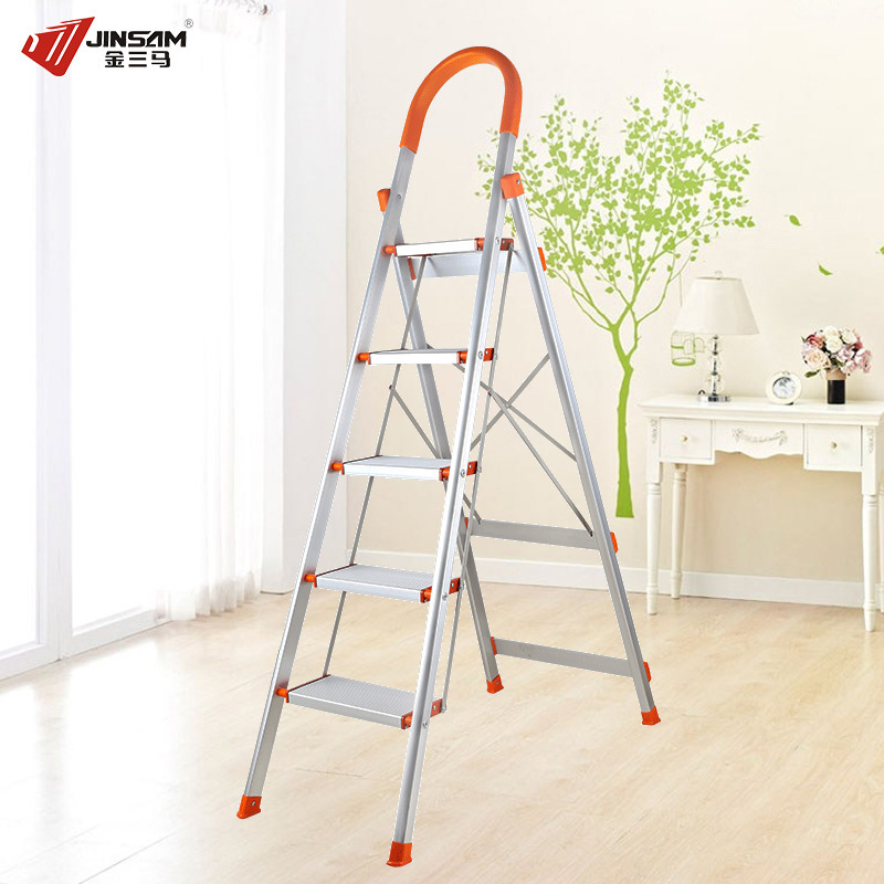 金三馬家用鋁合金折疊梯子四五步人字梯室內閣樓雙側梯工廠直銷