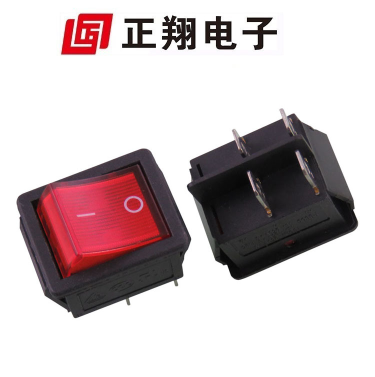 供应kcd4带灯船型开关31*25方型开关 四脚六脚带灯翘板开关两三档