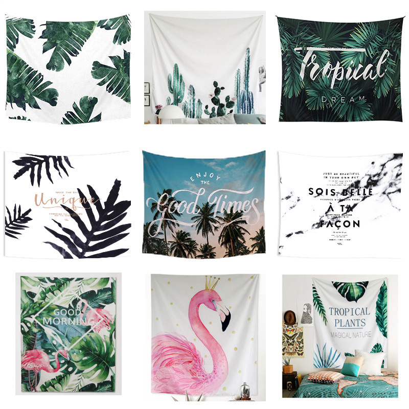 绒布 北欧芭蕉叶挂毯挂布ins背景布韩国装饰房间壁毯床头墙壁挂布