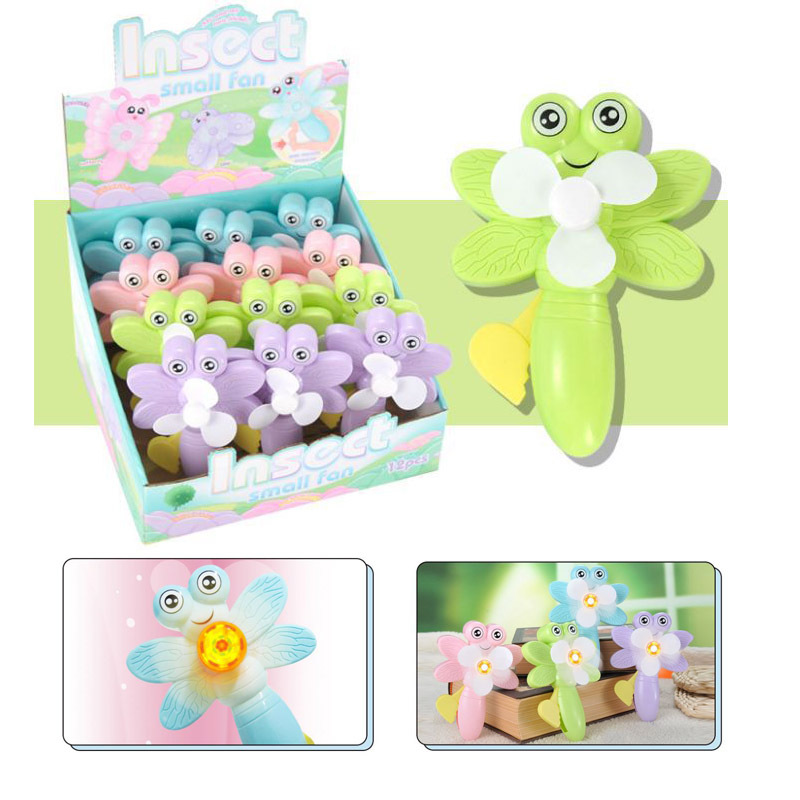 2020 new pattern children Cartoon modelling Hand pressure Fan Portable Dragonfly lighting Fan Plastic toy
