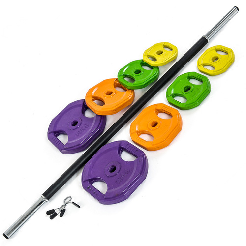 Barbell set for women's fitness, specialized gym, jump rope barbell, straight rod, handle clips, colorful barbell plates