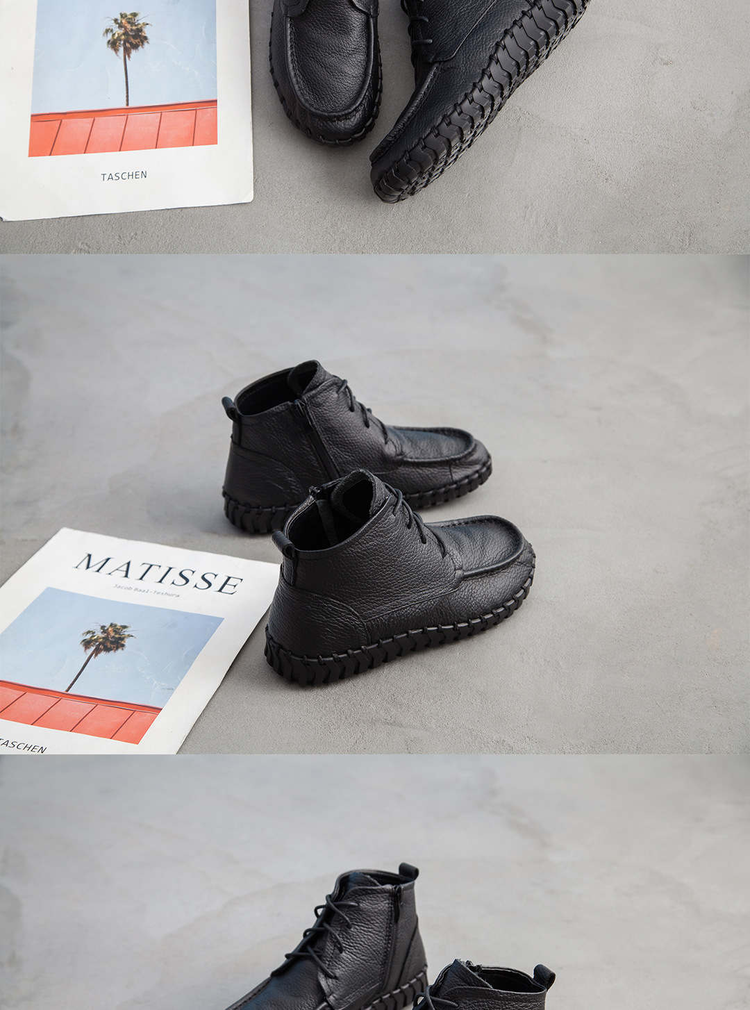 ShoeVault Xinrui 2023 Autumn Winter New Retro Short Soft Sole Comfortable Genuine Leather Flat Casual Single Boots Cotton Shoes_voghion.com
