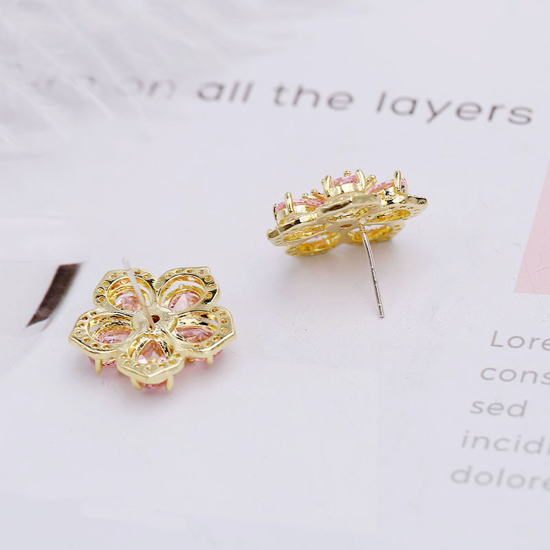 Earrings Three-dimensional Flower Ear Studs Female Wild Personality Ear Jewelry S925 Silver Post Wholesale display picture 2