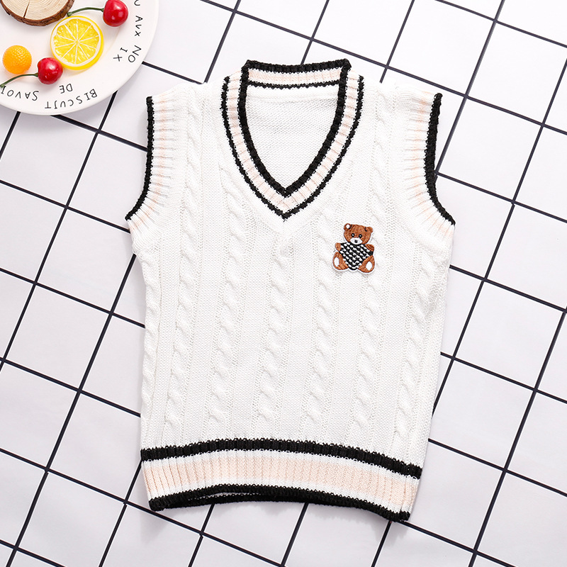 Entrega de una pieza [Jin Yong] Chaleco de algodón para niños lana de punto que toca fondo Uniforme escolar universitario chaleco para niños