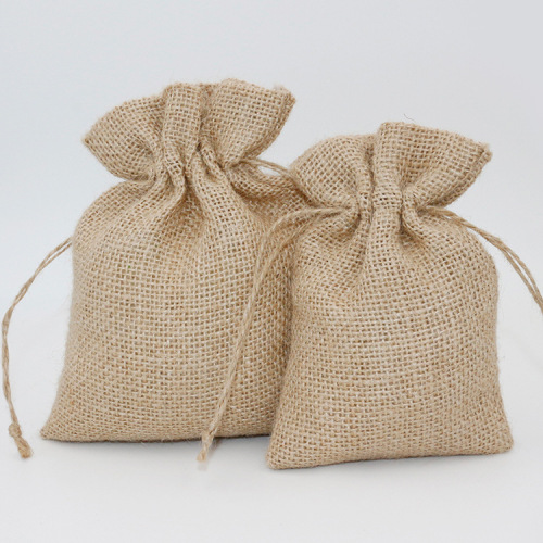 Printed Natural Linen Jute Bag Grain Gift Packaging Bag Jute Drawstring Drawstring Pocket Coffee Bean