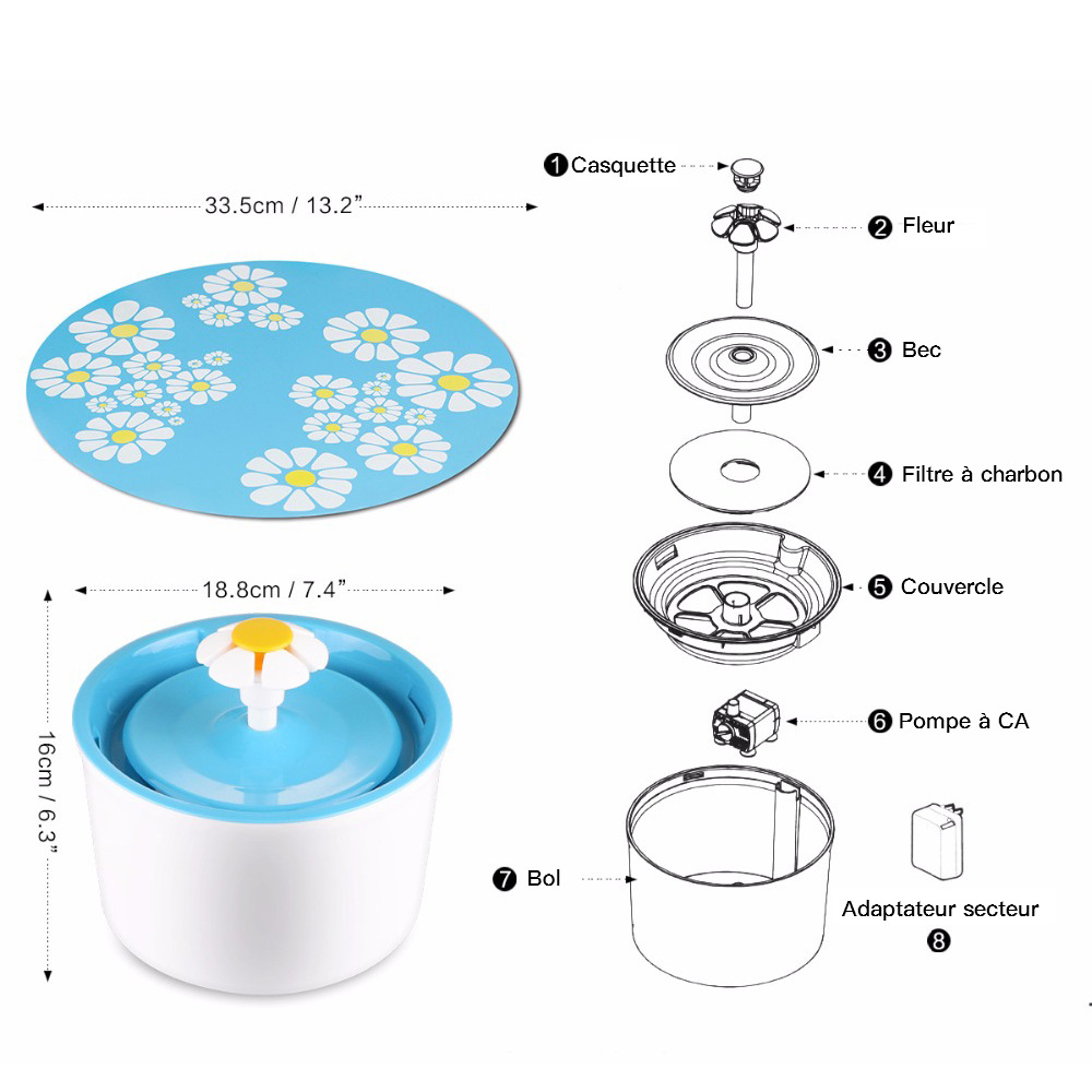 Automatique Chat Chien Fleur Fontaine Muet Pet Distributeur