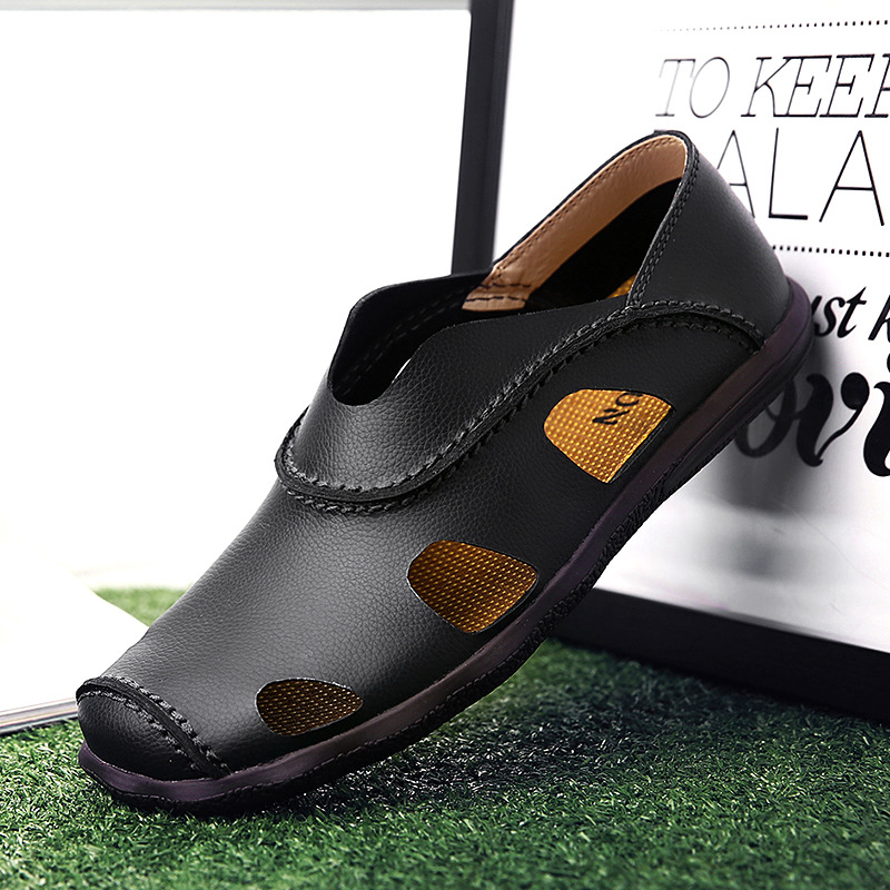 2018 Autumn and winter New products Explosive money Sandals Beach shoes Amazon outdoors man Baotou The first layer cowhide leisure time