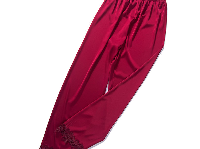 Automne Et D'hiver De Femmes Artificielle Soie Pyjama Pantalon Pantalon Assorti Peut Être Porté À L'extérieur Imprimé Recadrée Pantalon Dentelle Soie Pantalon En Gros display picture 7