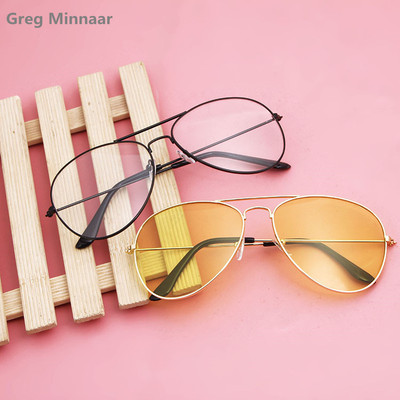 复古大框飞行员平光镜成人蛤蟆镜夜视镜网红款素颜软妹装扮眼镜|ms