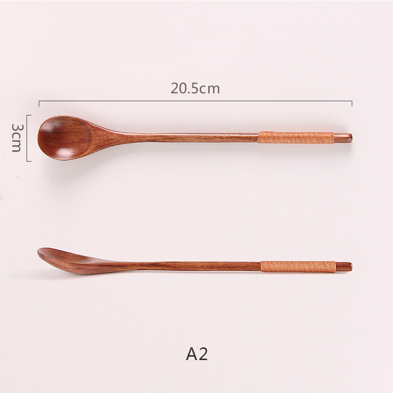 A2 올드페인트 나무숟가락 브라운라인 (20.5*3cm)
