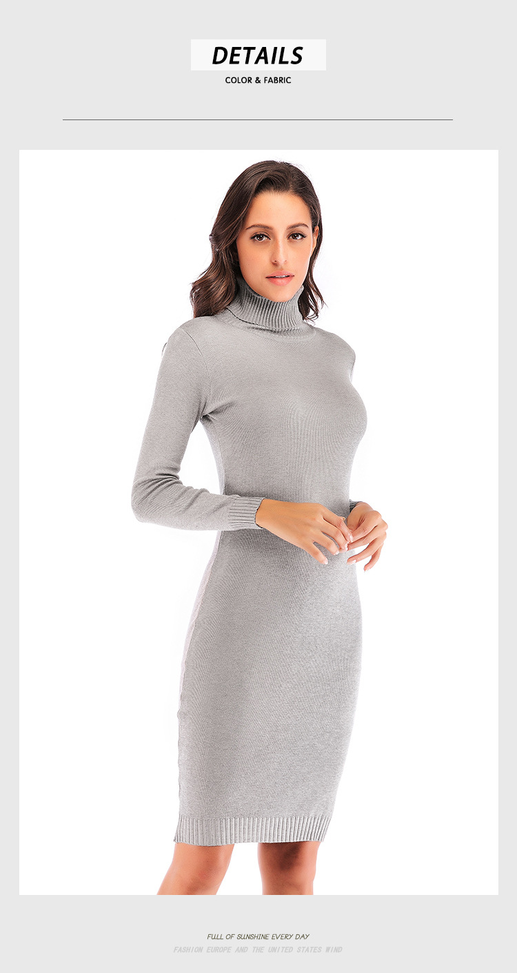 high neck stretch knitted dress NSJR21806