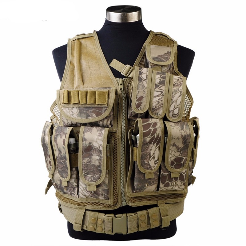 Chaleco táctico multifuncional y duradero, ventilado, malla camuflada, chaleco táctico anfibio, chaleco táctico de exploración de campo, chaleco táctico CS