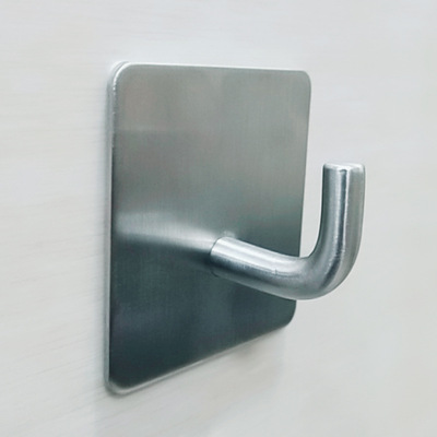 挂钩 亚马逊304不锈钢单钩厨房挂钩免打孔浴室粘胶门后无痕衣帽钩|ms