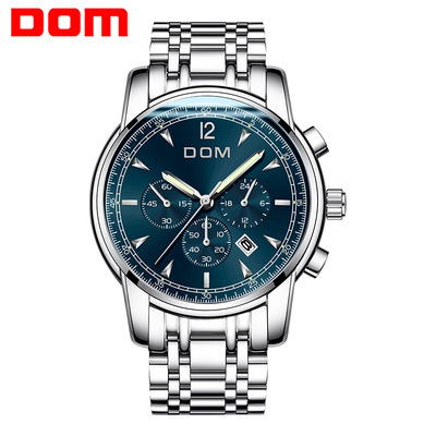 dom Three multi-function man watch fashion business affairs motion Quartz watch waterproof Noctilucent Men's watches